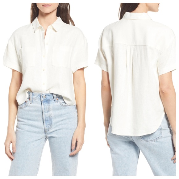 Madewell Breezewoven Beachside Shirttail Top Size S in Ivory - Picture 3 of 12